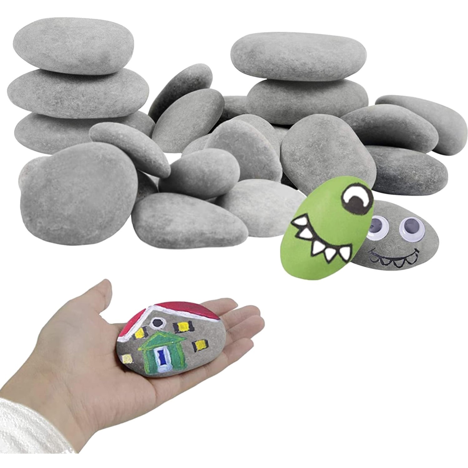 River Rocks for Painting 30 Natural Smooth Stones 1.2-3.5 inch