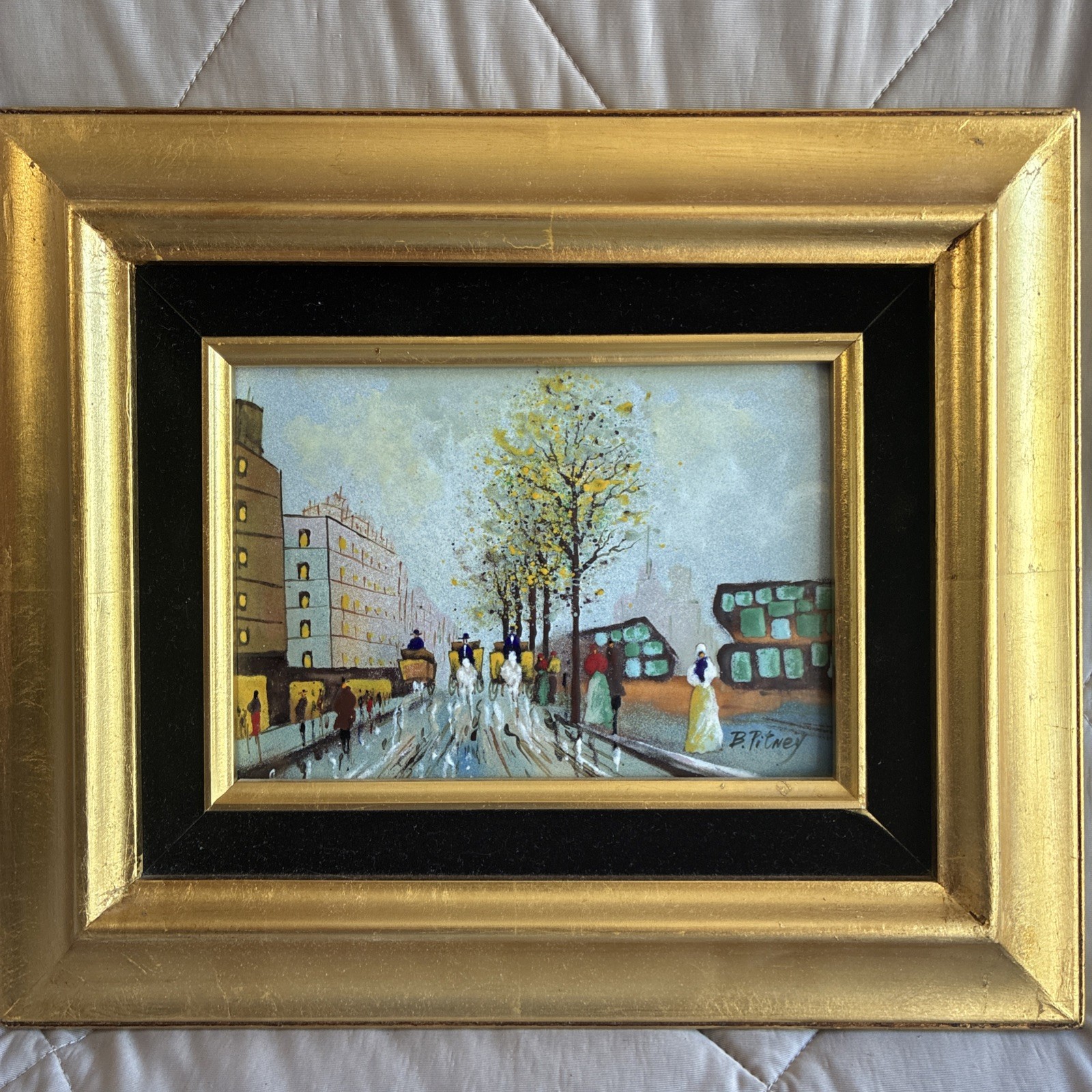 Enamel On Copper Painting B. Pitney – Framed, Hand-Painted Artwork 4×6 Framed