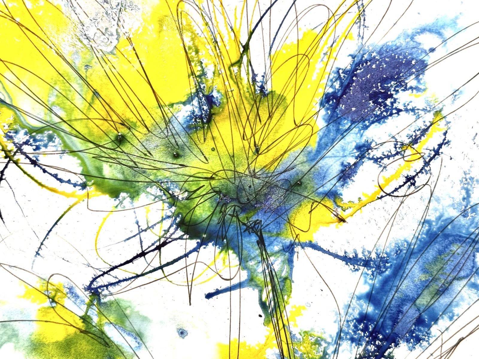 Original Abstract Expressionism 9X12 Flower Paper Modern Handmade Signed 15