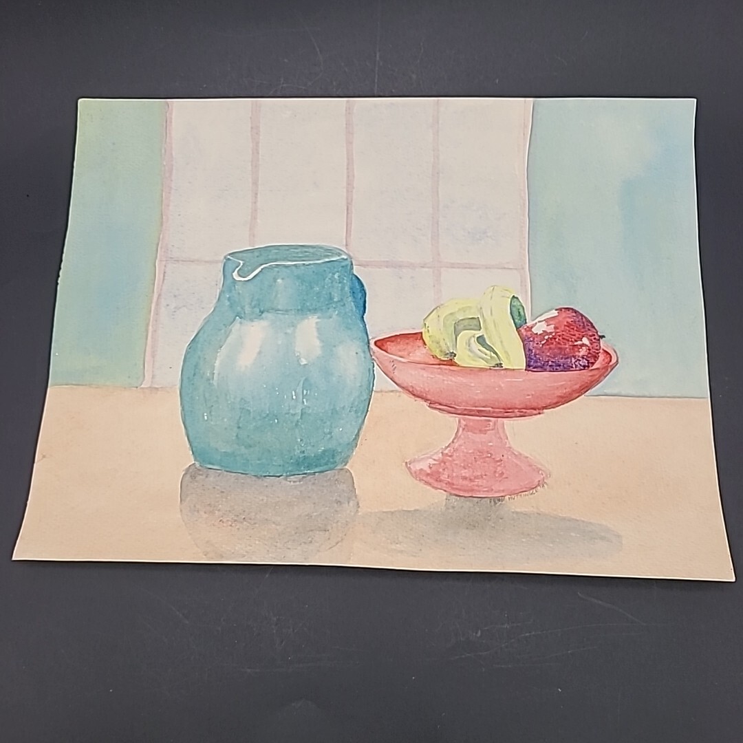 Fern Miller Huttinger Watercolor Still Life Painting 1989 Naples Florida