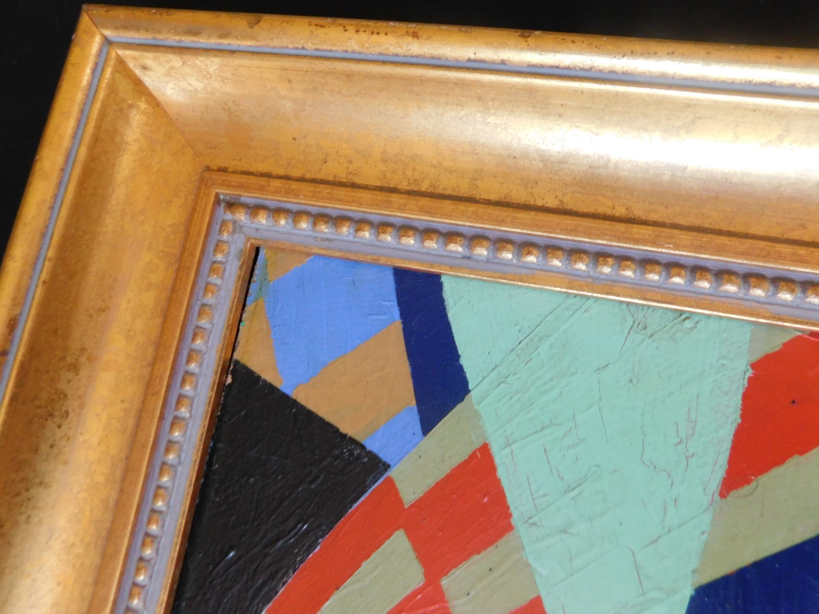 1962 Cubist Abstract Geometric Expressionist oil Painting by ROSS 28 x 20 Framed