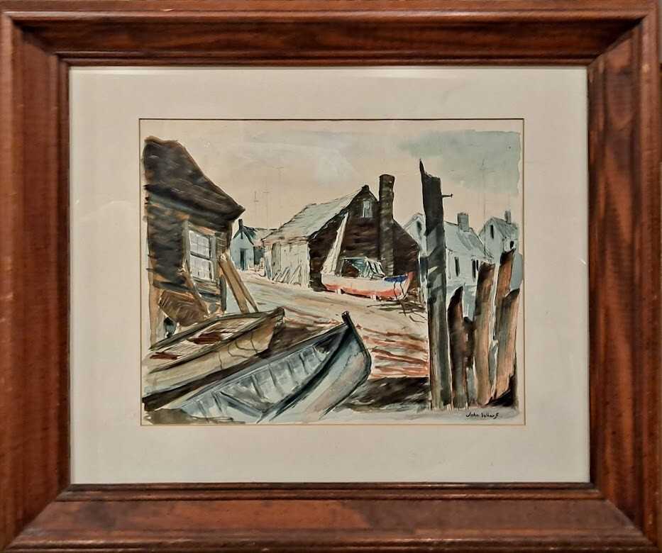 John Whorf (1903–1959) – Signed Original Watercolor Painting – Harbor Shore
