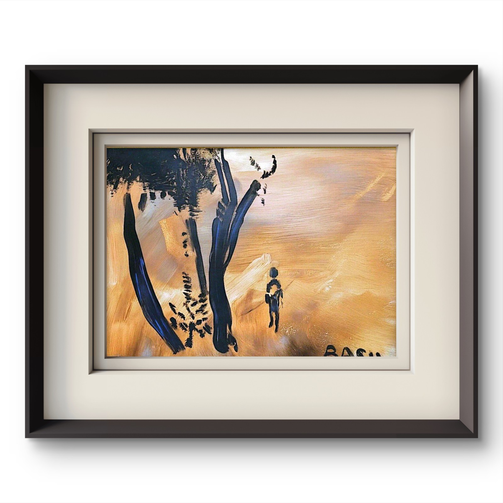 A Journey Original Abstract Figurative Acrylic Painting Paper Art by Basil
