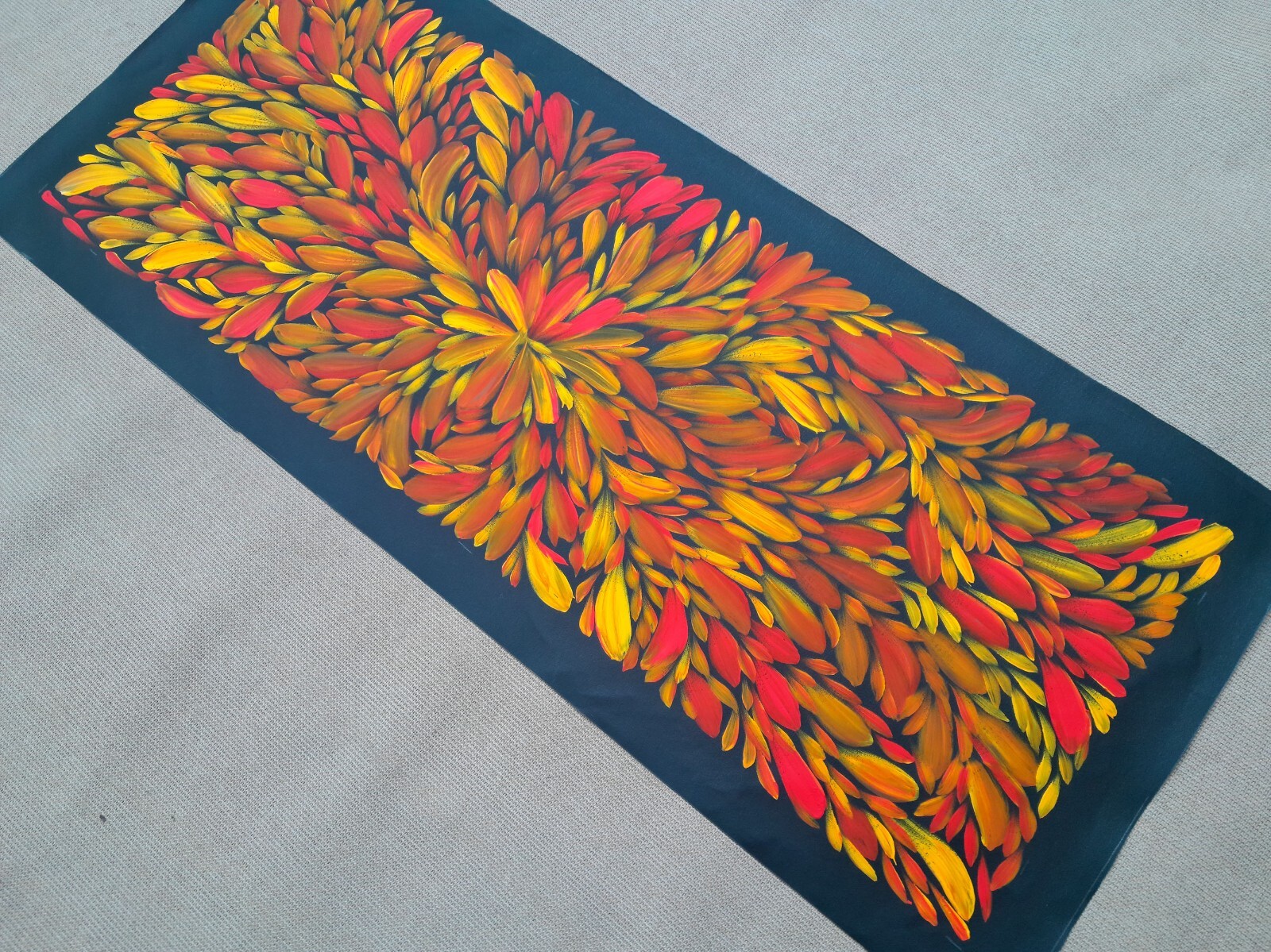 LOUISE NUMINA 130 x 55 cm Original Aboriginal Painting. Bush Medicine Leaves