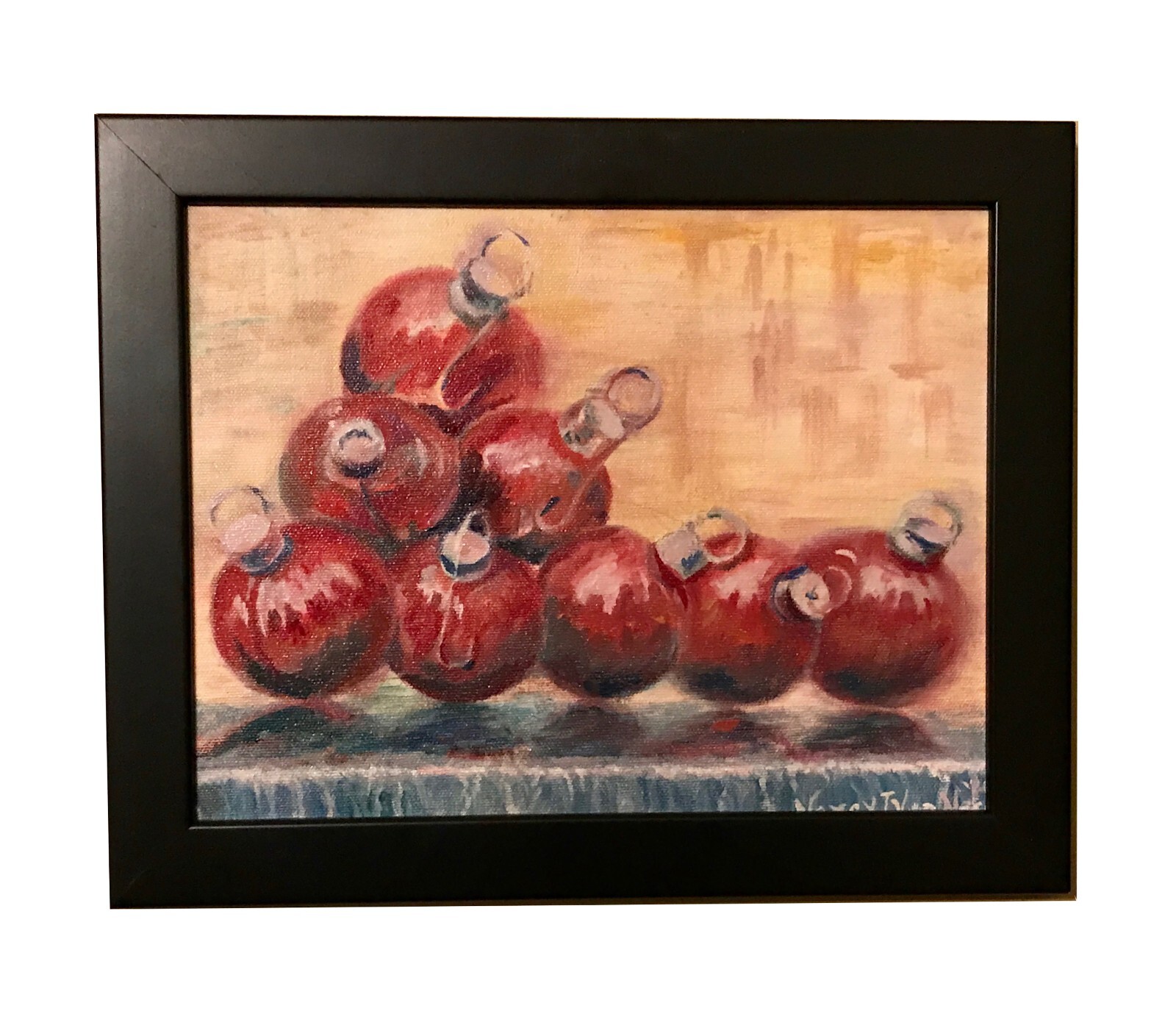 Red, Original Oil Painting, Framed Art, by Van Ness