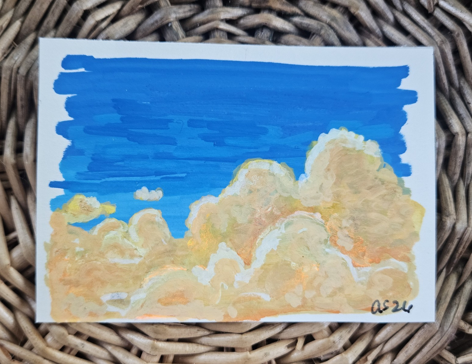 ACEO “Blue Sky, orange Clouds” Original Acrylic on Paper, Ani Stallings 2026