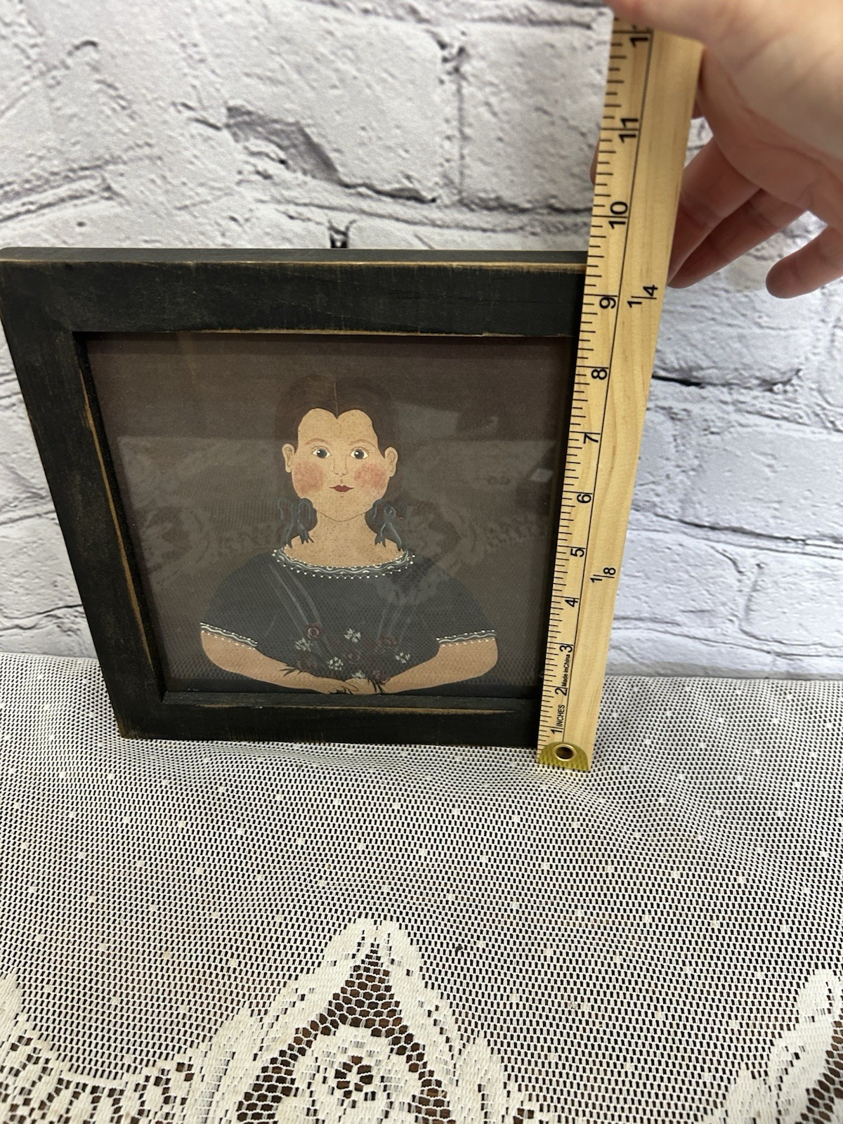 Annie B Giblin Signed Original Folk Art Painting 1999 Framed 9×9 Americana