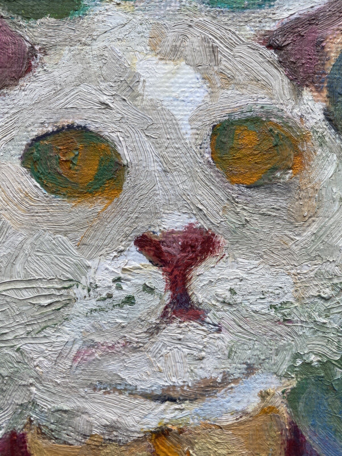 Pat Beck California Modern Contemporary White Cat Kitty Portrait Animal Painting