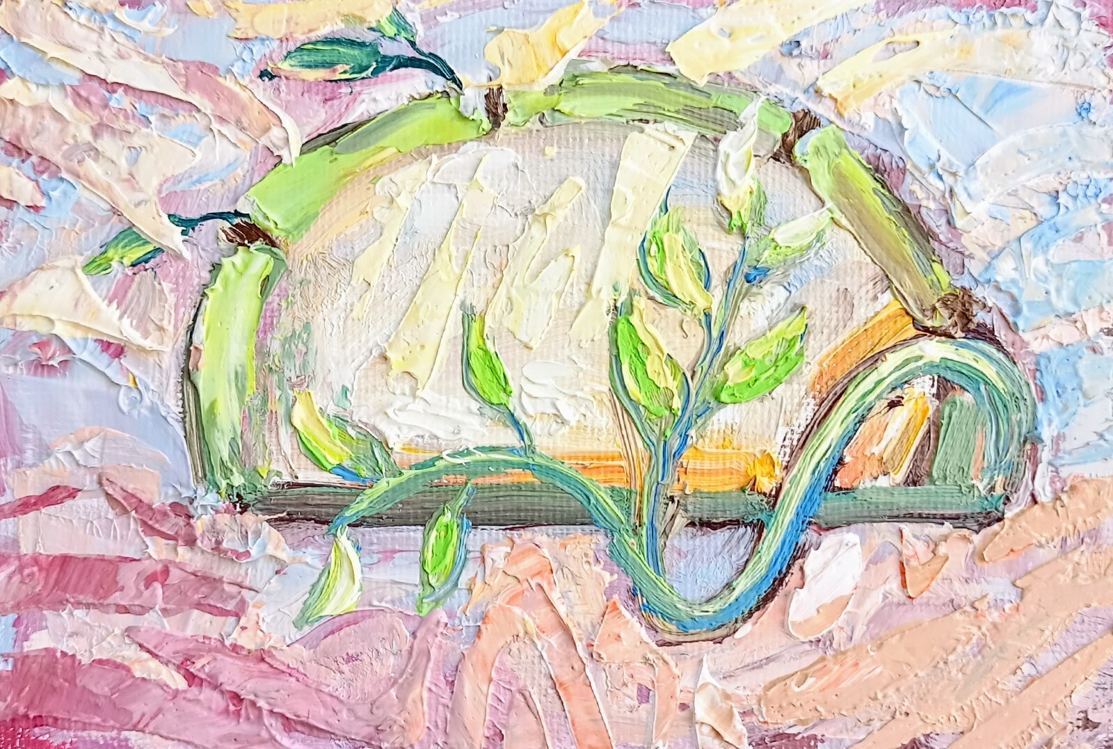 Bamboo Zen Oil Painting 15x10cm Plants Abstract Original Painting on Painting Board