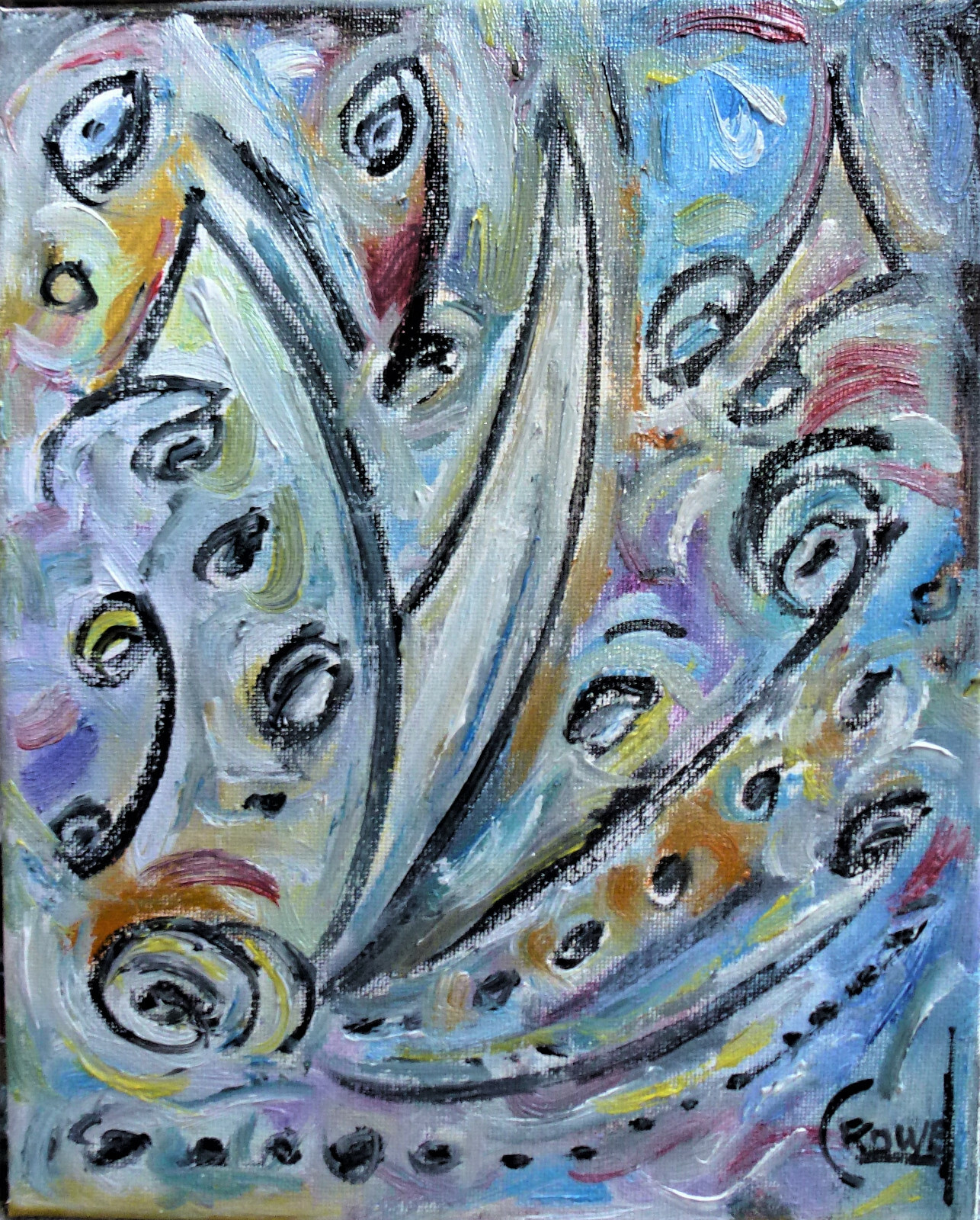 PANDEMIQUE PROBLEMIQUE new 8×10 canvas original art oil painting signed Crowell