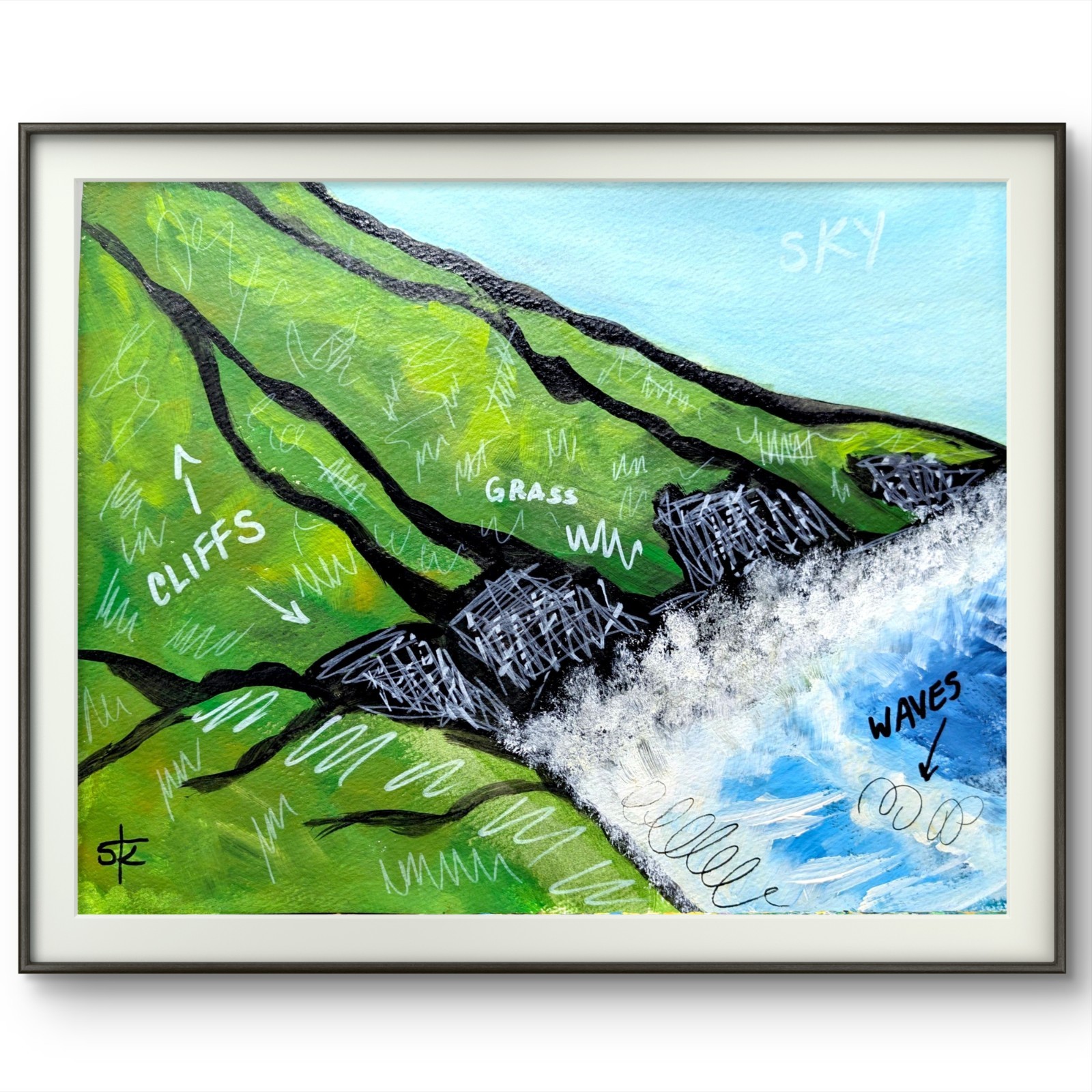 Original Signed 11×14 Expressionist Landscape Acrylic Art on Paper Bold