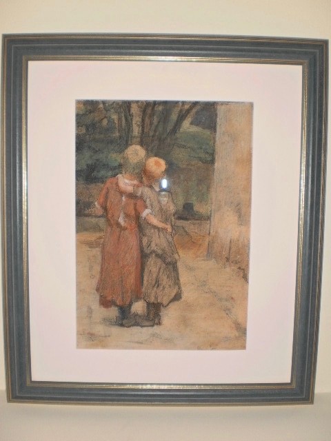 Theophile Steinlen Original Pastel Painting Signed Art Nouveau Children