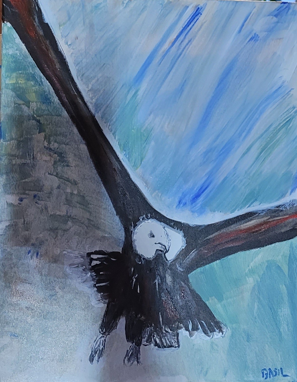 Eagle Swooping Vibrant Abstract Expressionism Canvas Painting
