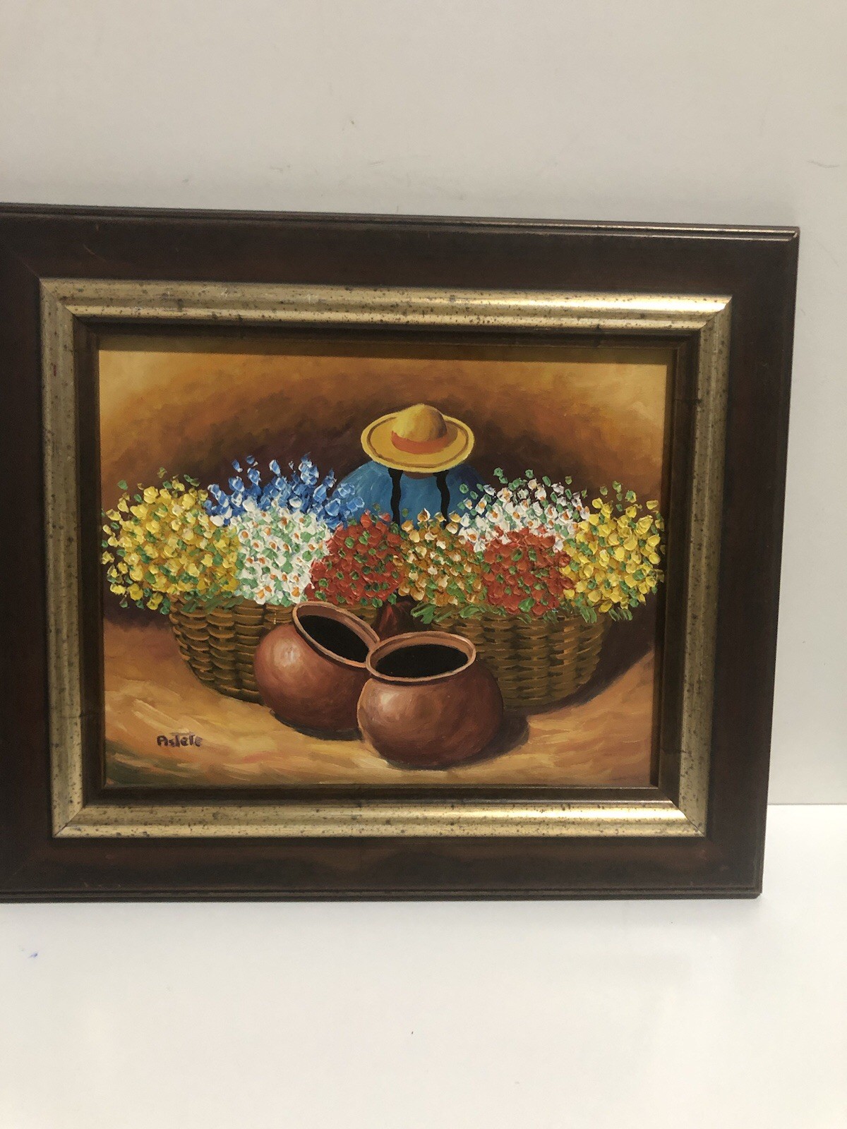 Beautiful Peruvian Folk Art Painting Signed by Estete