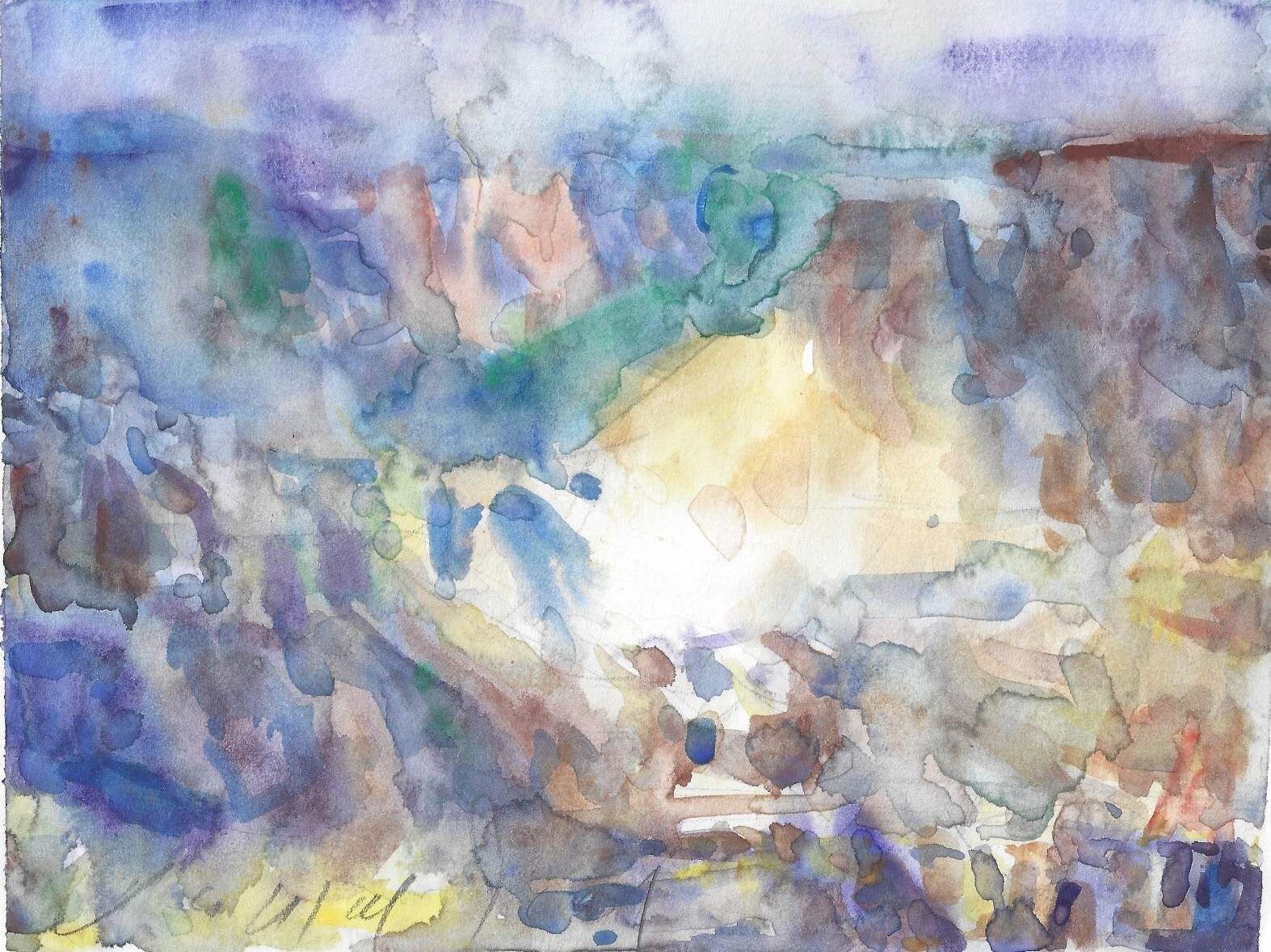 GRAND CANYON Original Watercolor Landscape Painting California Impressionist Art