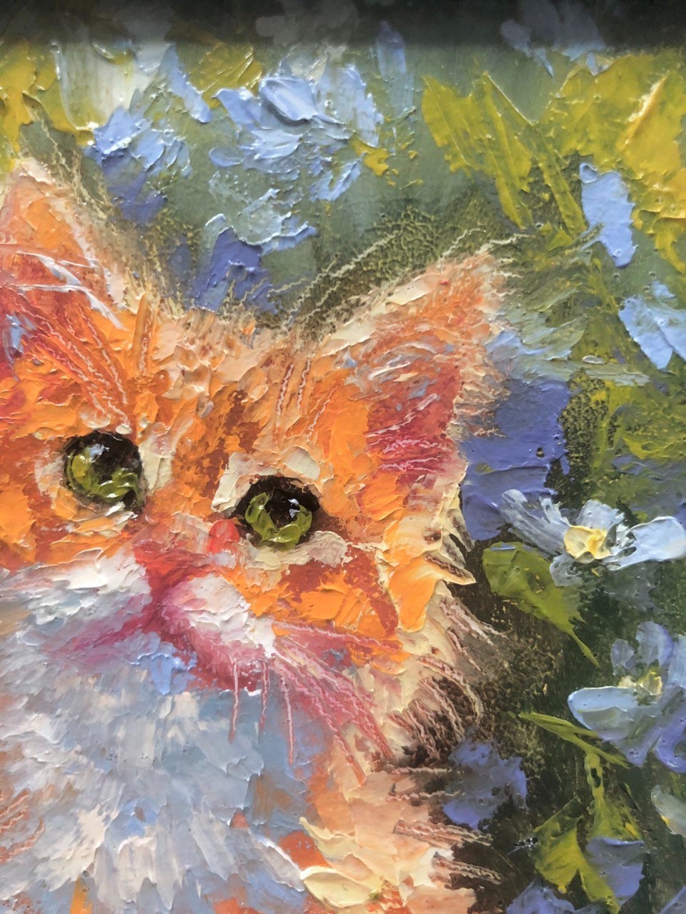 Original Oil Painting in Frame Kitty Miniature 4x6in