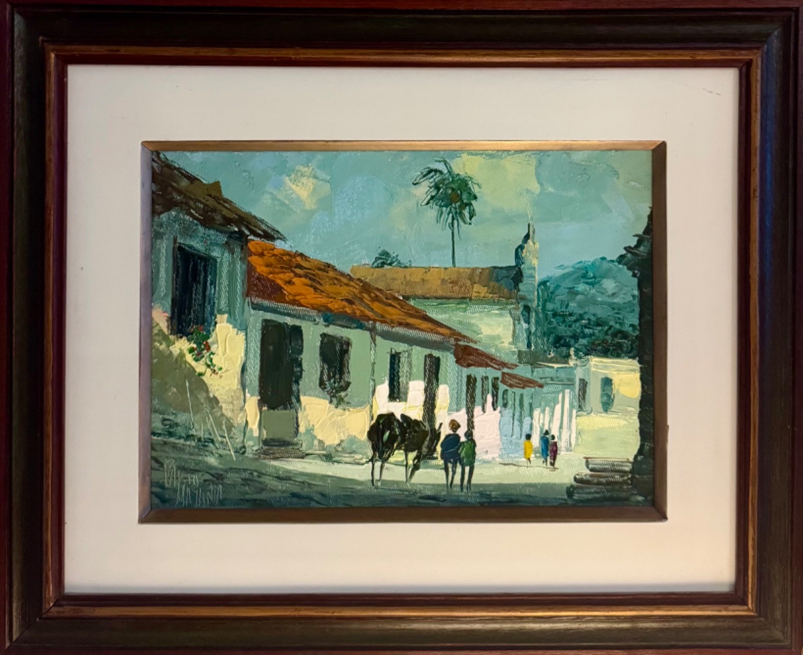 Original Signed Pablo Matania Painting Oil on Canvas Framed 17” x 20” BEAUTIFUL!