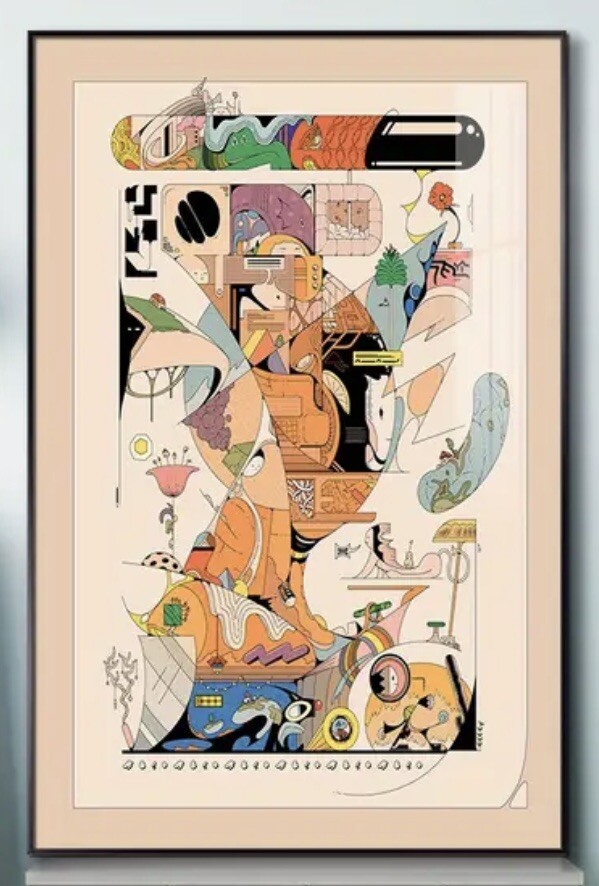 20 X 28 Colorful Print In Black Aluminum Frame NEW shipping incl