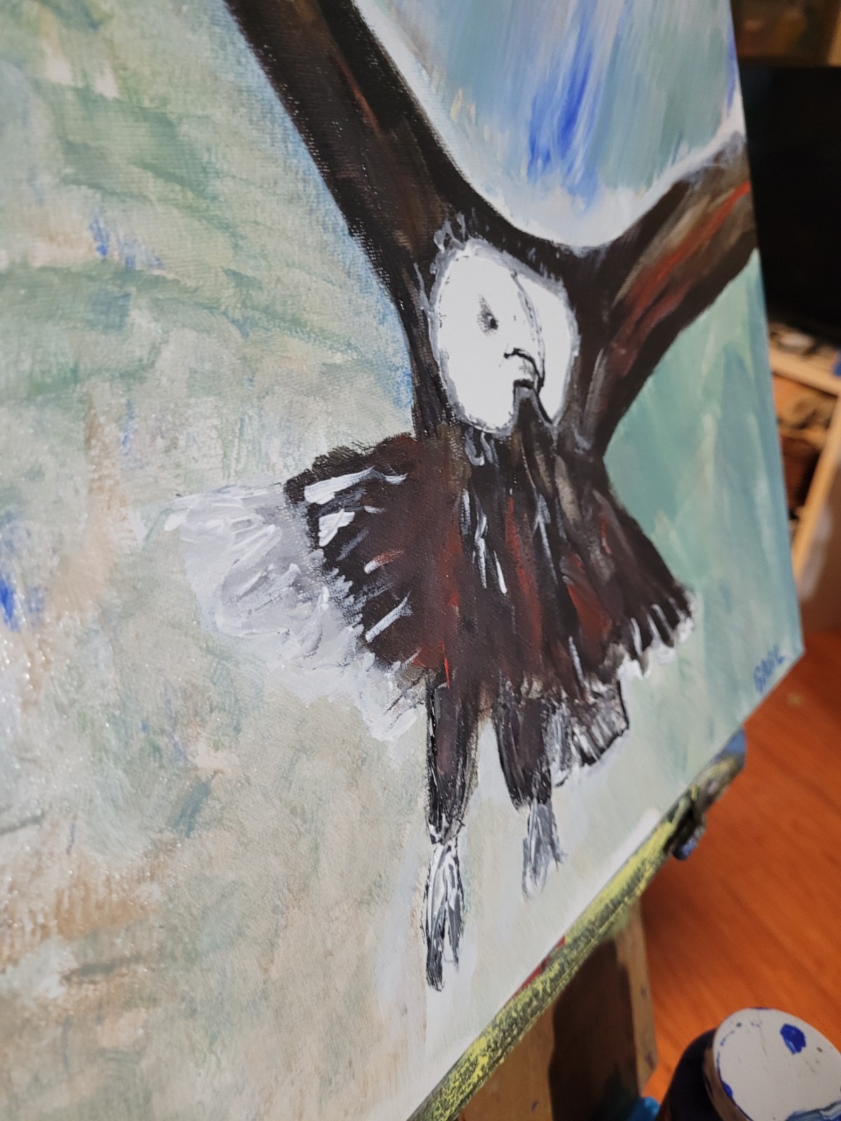 Eagle Swooping Vibrant Abstract Expressionism Canvas Painting