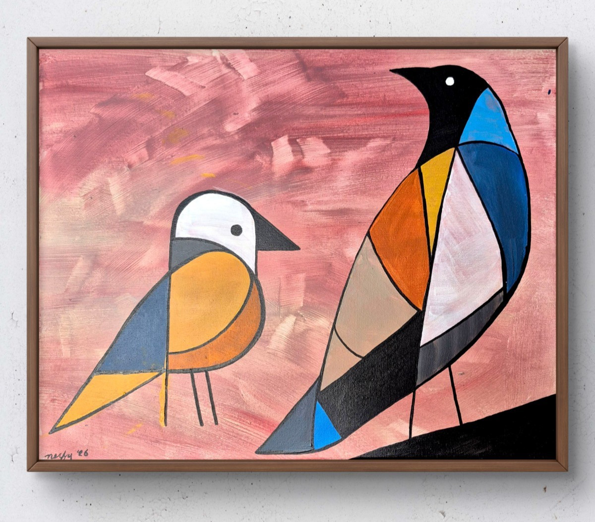 Original Signed 16×20 Acrylic Abstract Expressionist Animal Canvas Wall Art C003