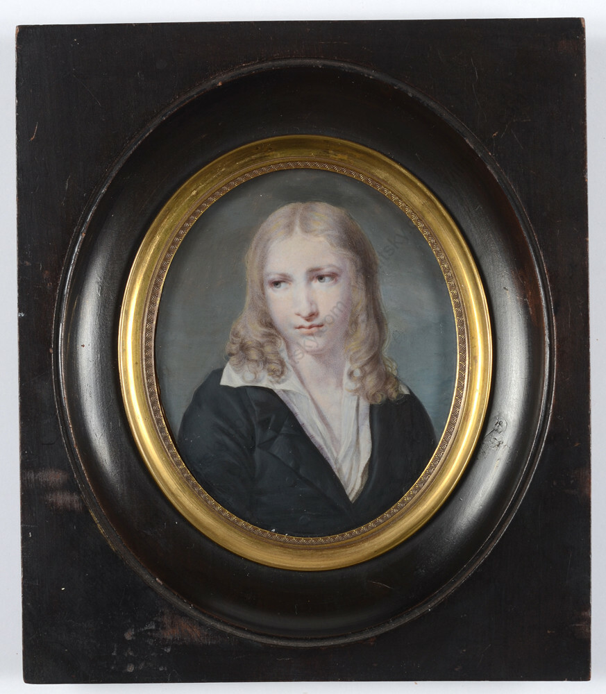 Matis Calault (fl. ca.1830) “Portrait of a blonde boy”, fine miniature, ca.1830