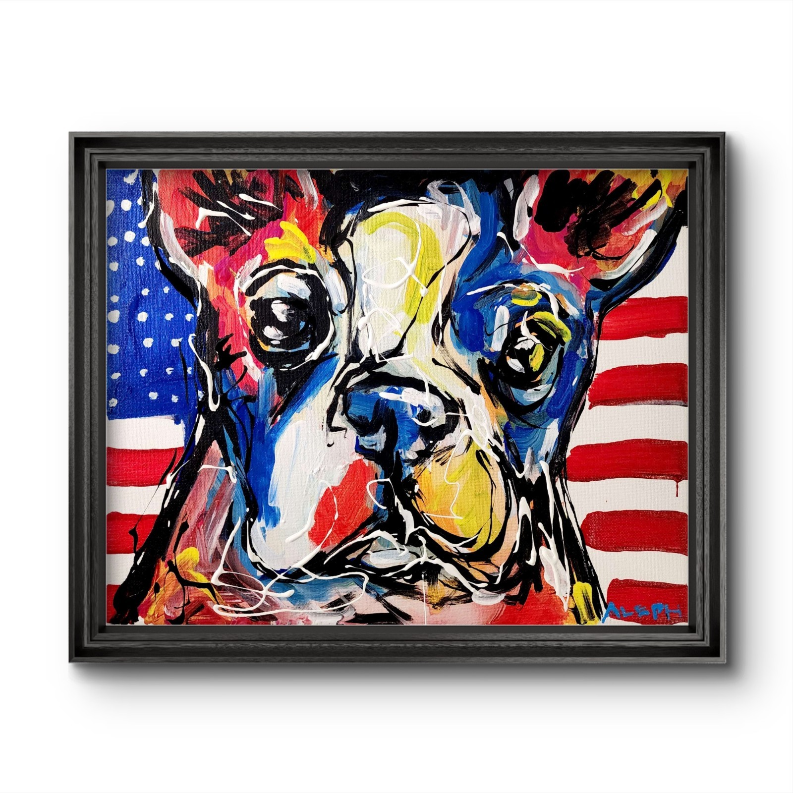 Aleph Original Art Dog 14×11 Abstract Expressionist Decor Painting Canvas