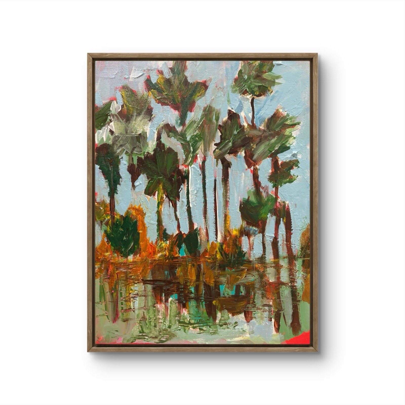 Landscape painting Сanvas wall-art signed 11×14 In Palm Trees Original Designer