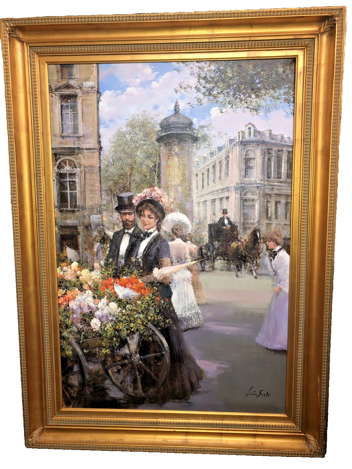 Large Oil Painting On Canvas, Signed, With Wood Frame 58″ x 47″