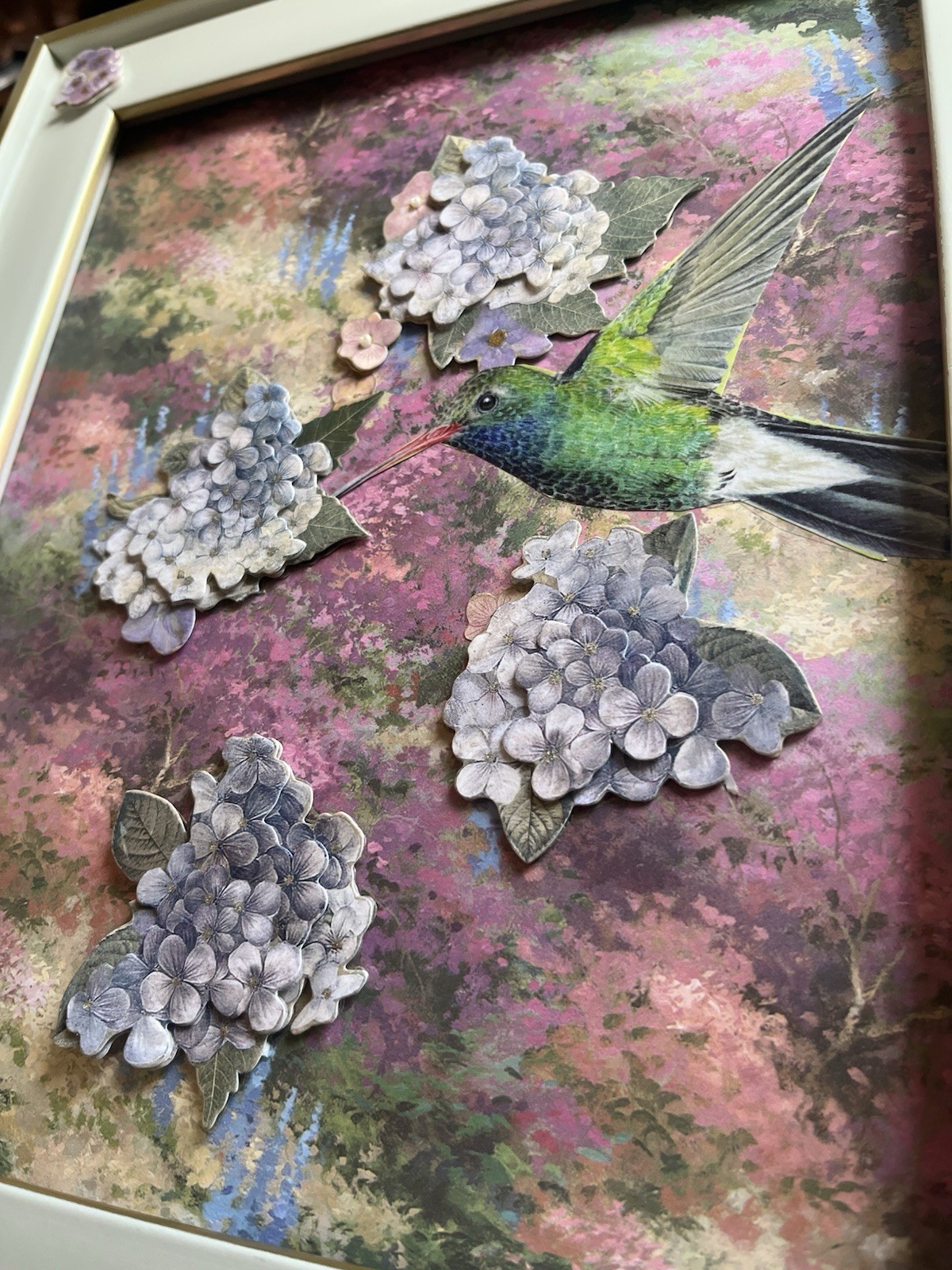 Set Of 2 Watercolor Floral 🌺💐Bird 🕊️Print Collages 12 1/2 X 10 1/2 Framed