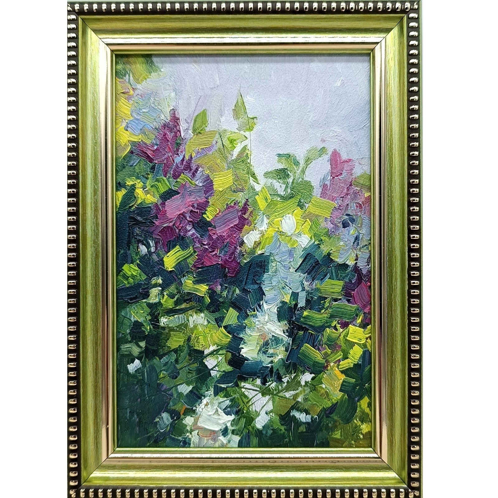 Lilac Original Oil Painting 4×6 Framed Signed Purple Floral Miniature Nature Art