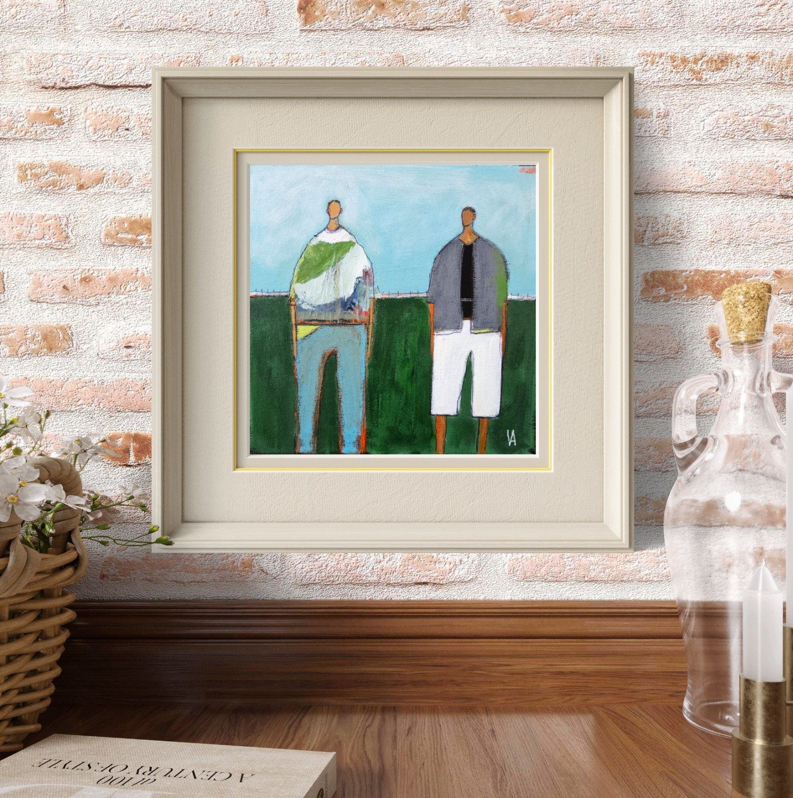 Painting Original Abstract People Portrait Man Men Whimsical 10×10 Art