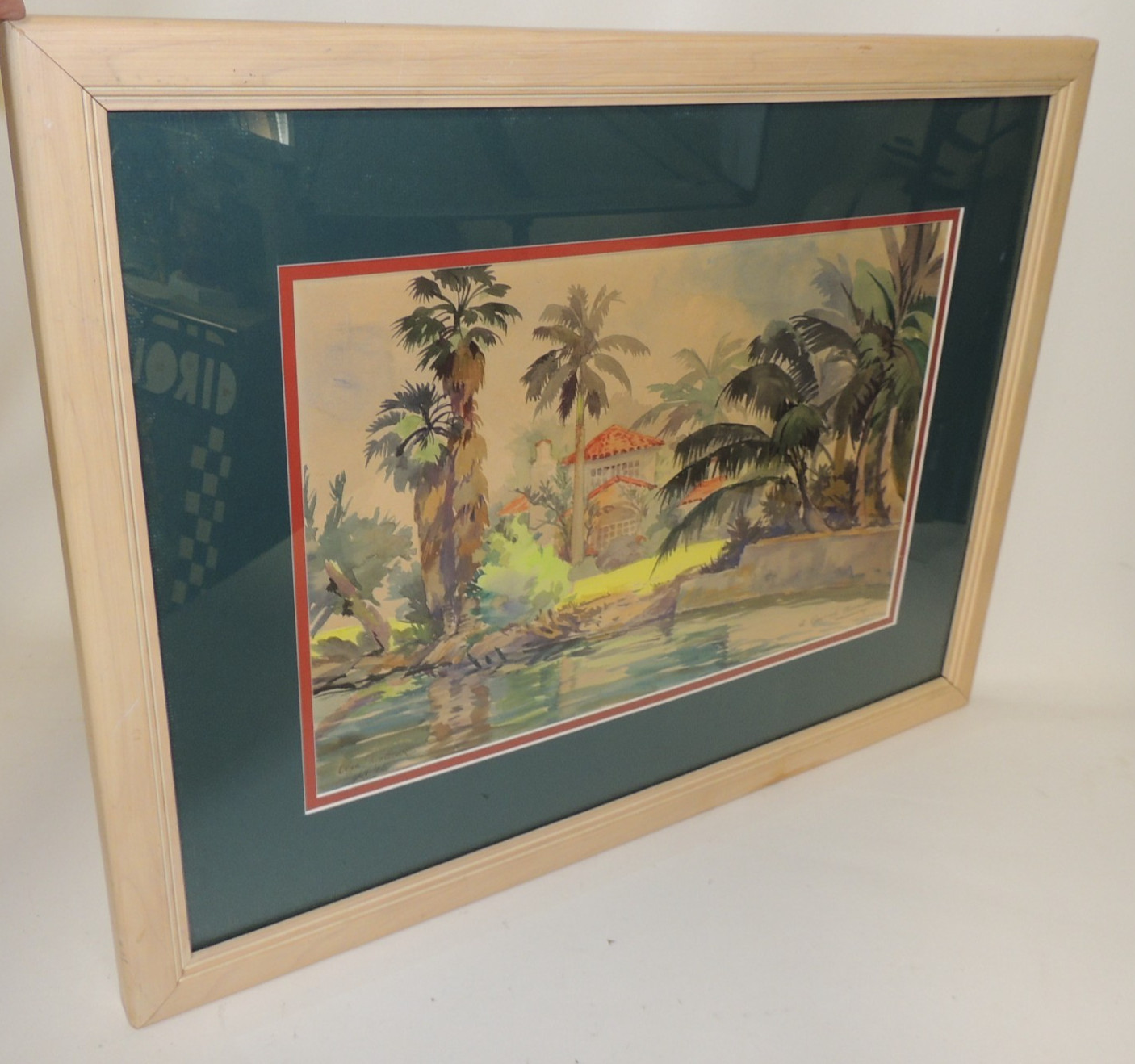 Original Mid Century 1945 Watercolor by Olga A VIEW OFF VENETIAN CAUSEWAY