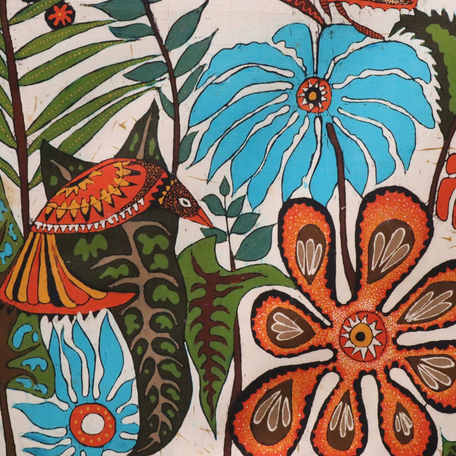 Vipula Dharmawardena Batik Textile Folk Art Floral Butterfly Bird Sri Lanka Silk
