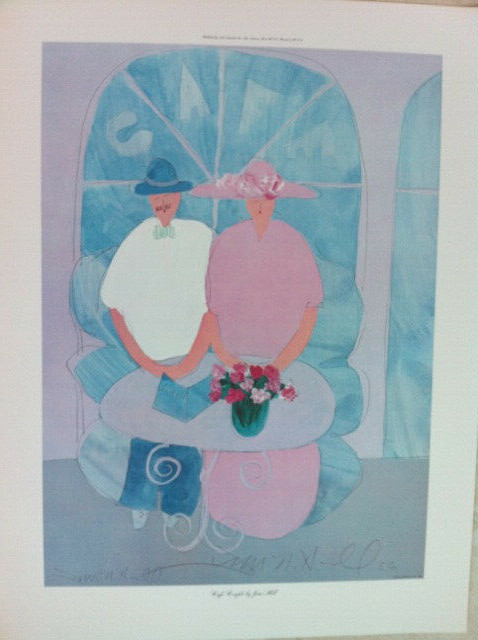 New and Never Framed Lithograph Signed by JIM HILL – CAFE COUPLE