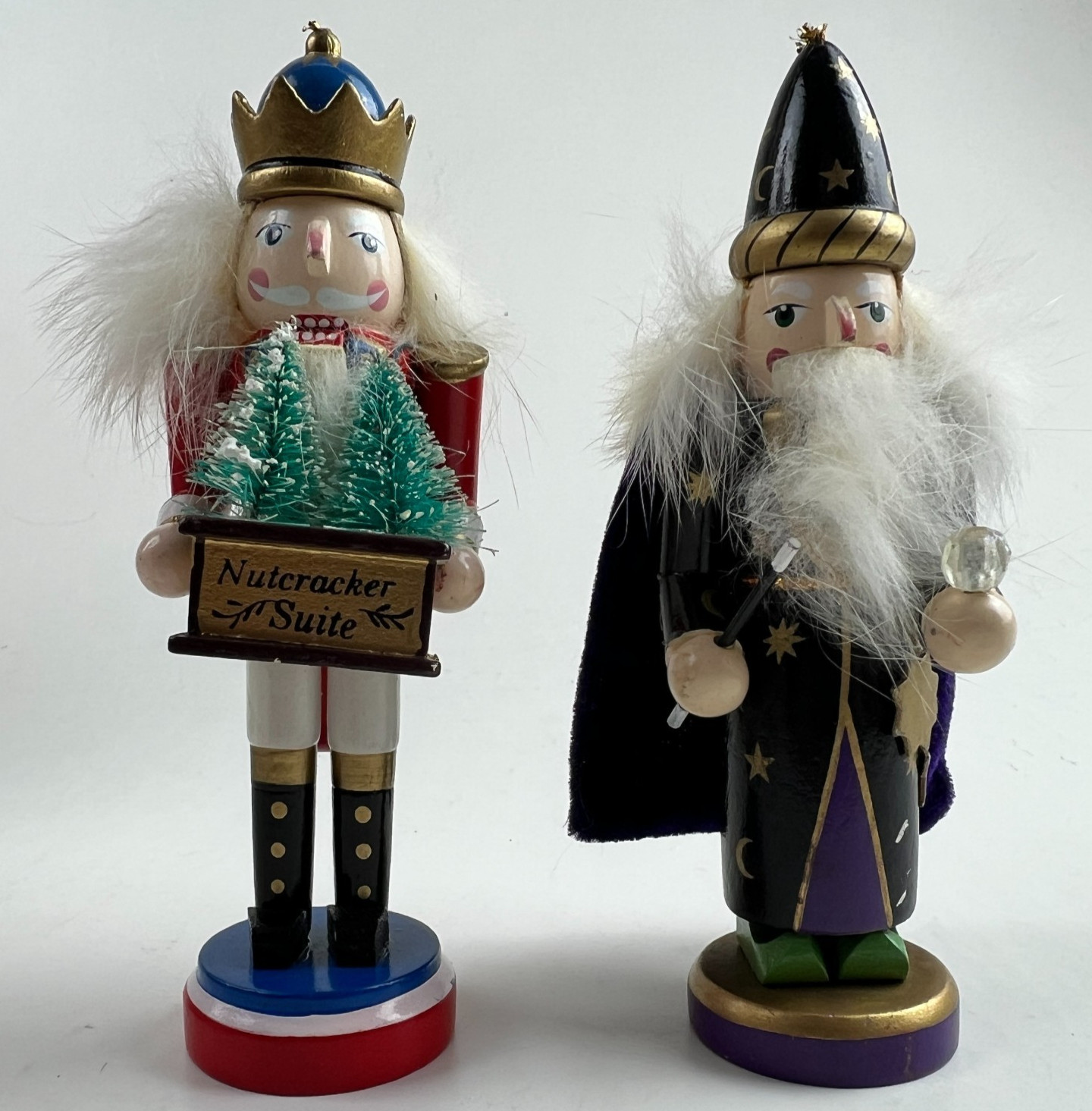 (2) 5” Vtg 2001 Christmas Nutcrackers Holiday Decor Mini Wooden Figurines Set