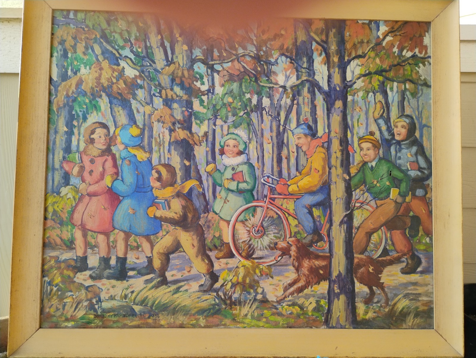 1936 Art Deco Period / oil on canvas!/Americana/Signed !