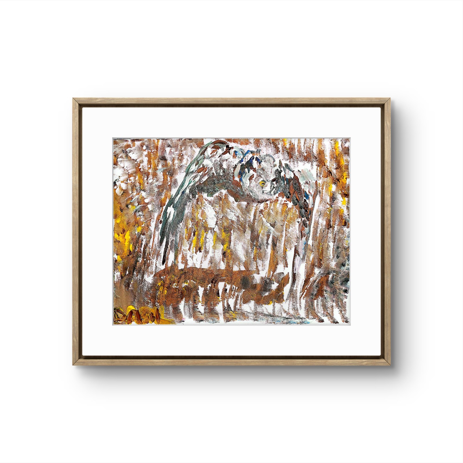 Owl Flight Abstract Expressionist Painting Canvas 11×14