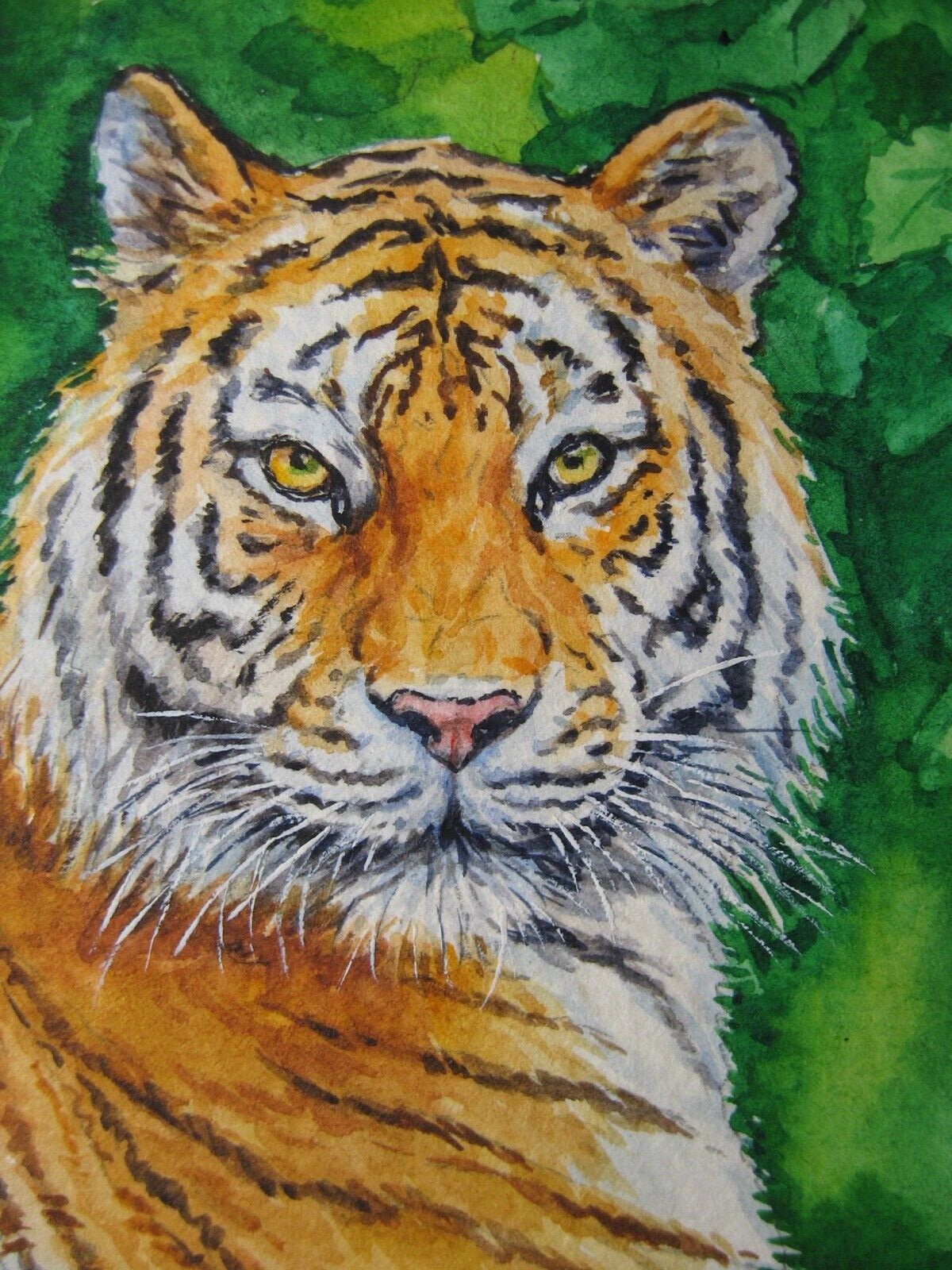 Watercolor Painting Tiger Big Cat ACEO Art |