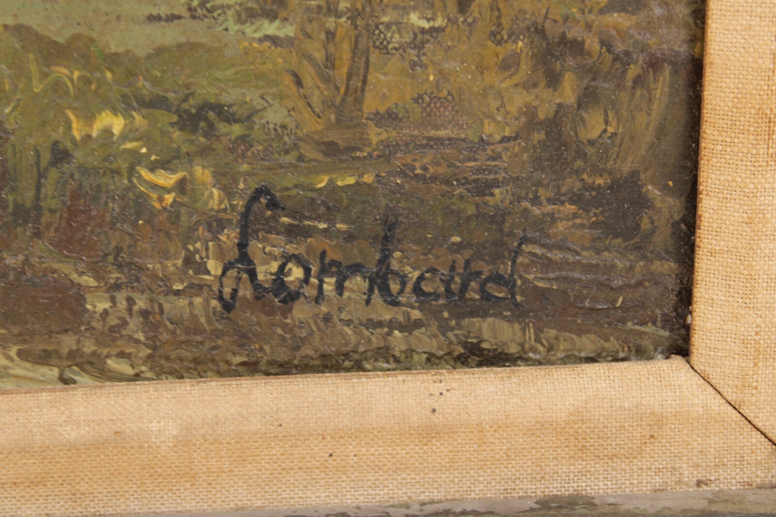 Antique Landscape Oil Painting On Canvas Signed Lombard? Restore project