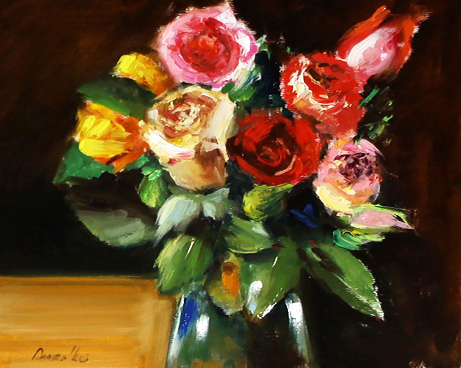 ROSES Flowers Still Life Oil painting UKRAINE 8X10
