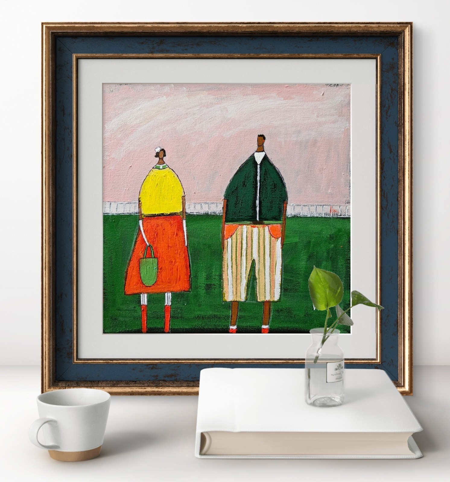 Painting Original Abstract People Portrait Canvas Woman Whimsical 10×10 Art