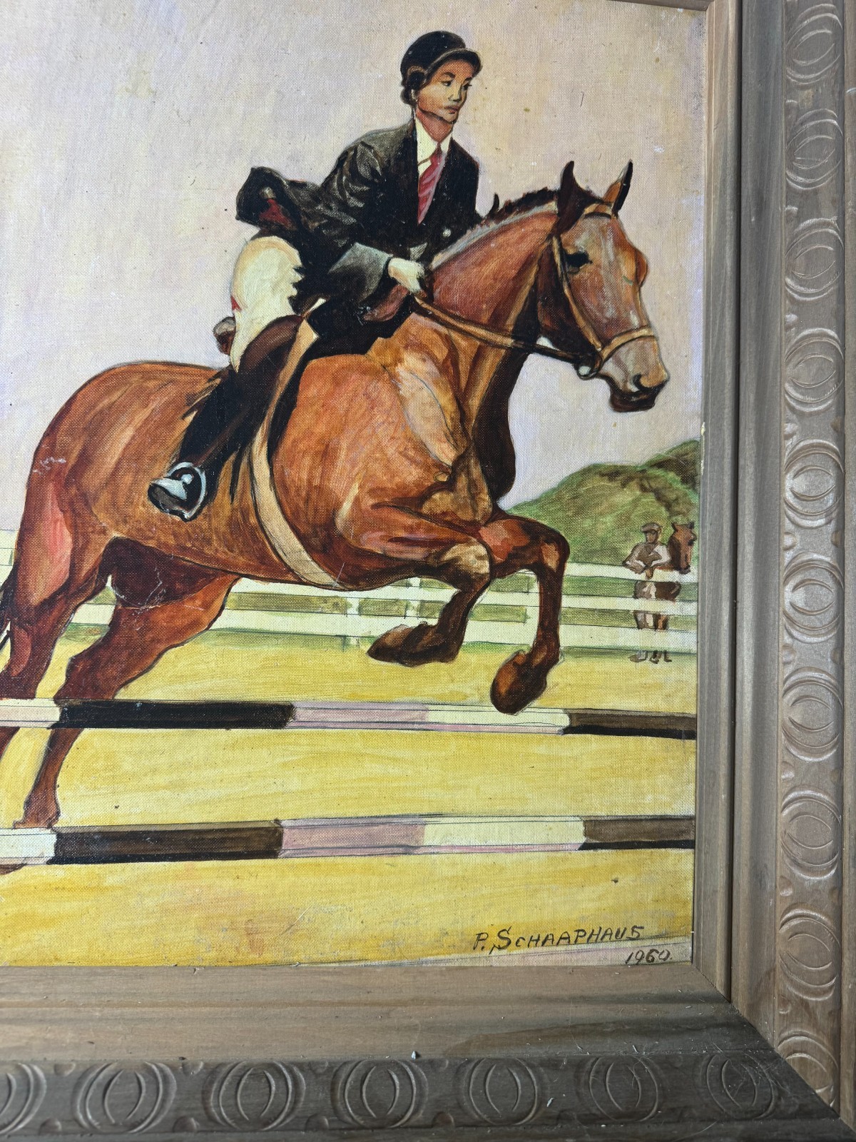 Paul Schaaphaus 1960 “An Equestrian Scene” Oil Painting -Signed And Framed