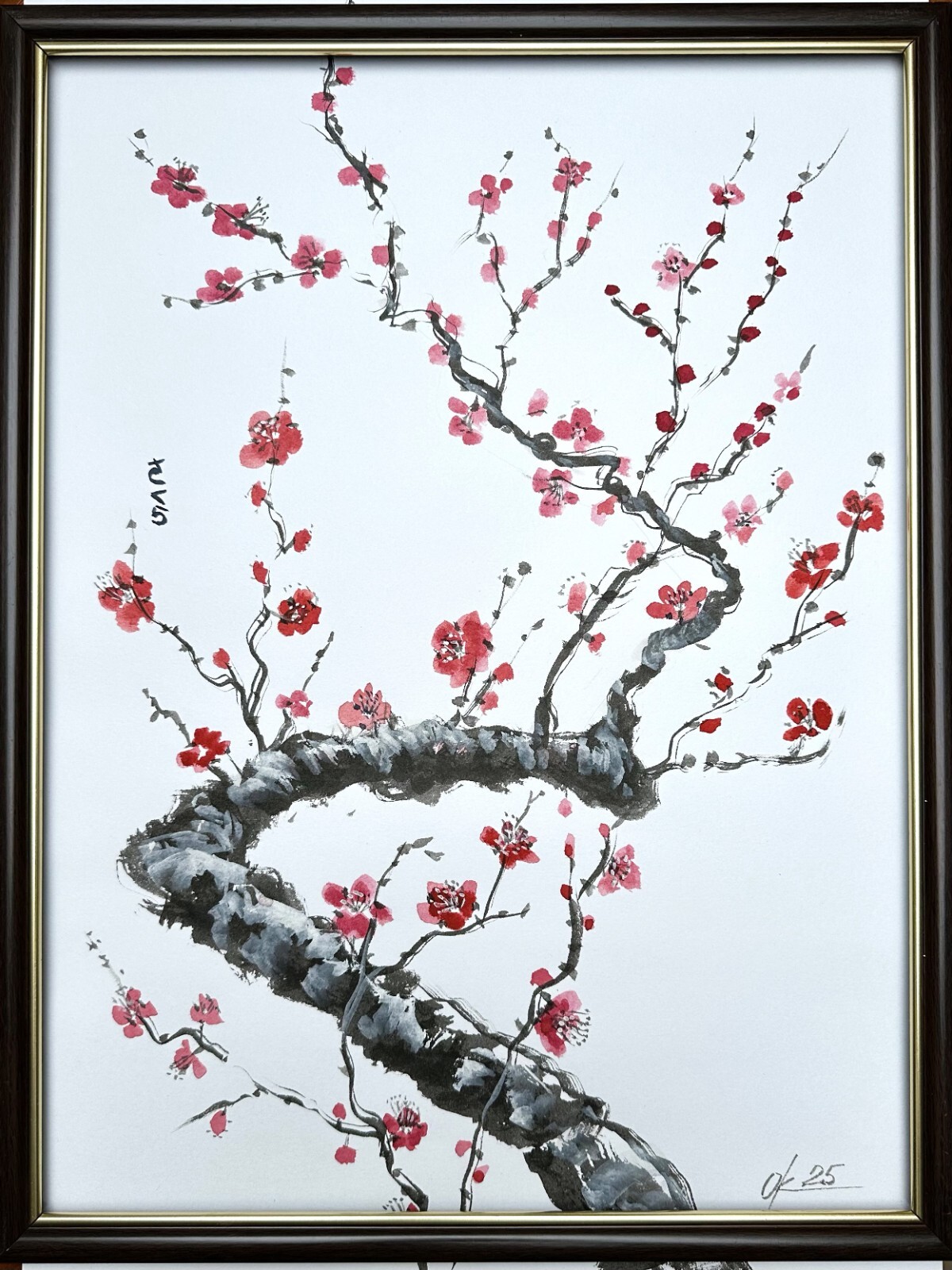 Original paintings Cherry Blossom Branch oriental japanese chinese brush sumi-e