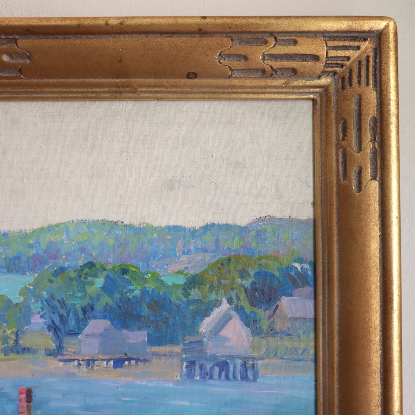 1940s Mystery Artist Cape Ann Landscape Painting Impressionist Gloucester Harbor