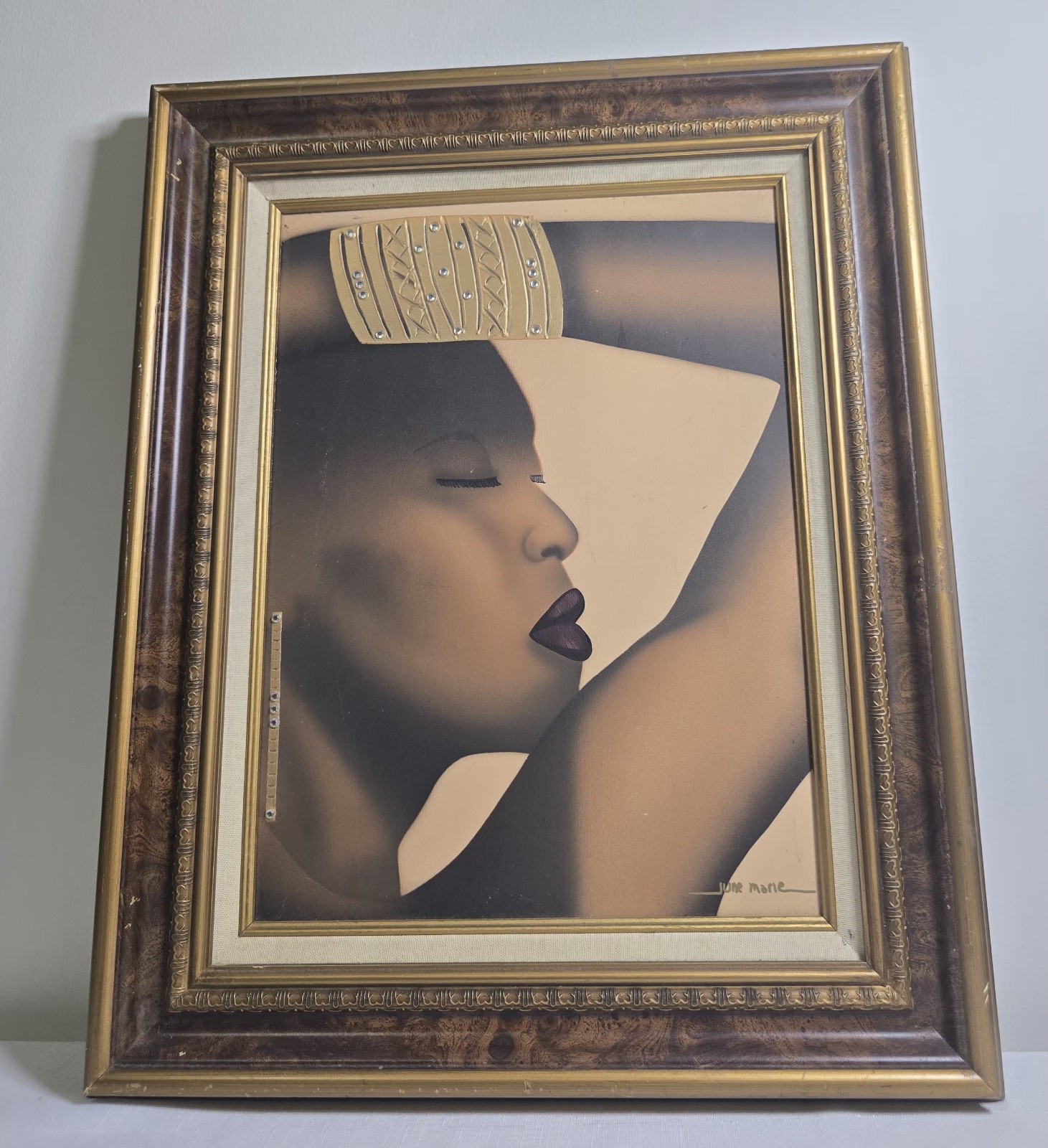 JUNE MARIE Contemporary, Art Deco Original Oil on Canvas African American Woman