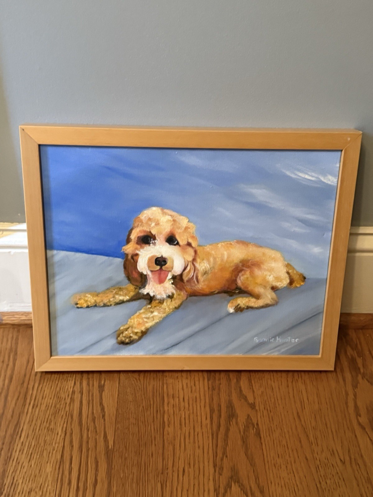 Original One Of A Kind (OOAK) Cockapoo Dog Oil Hand Painting Portrait With Frame