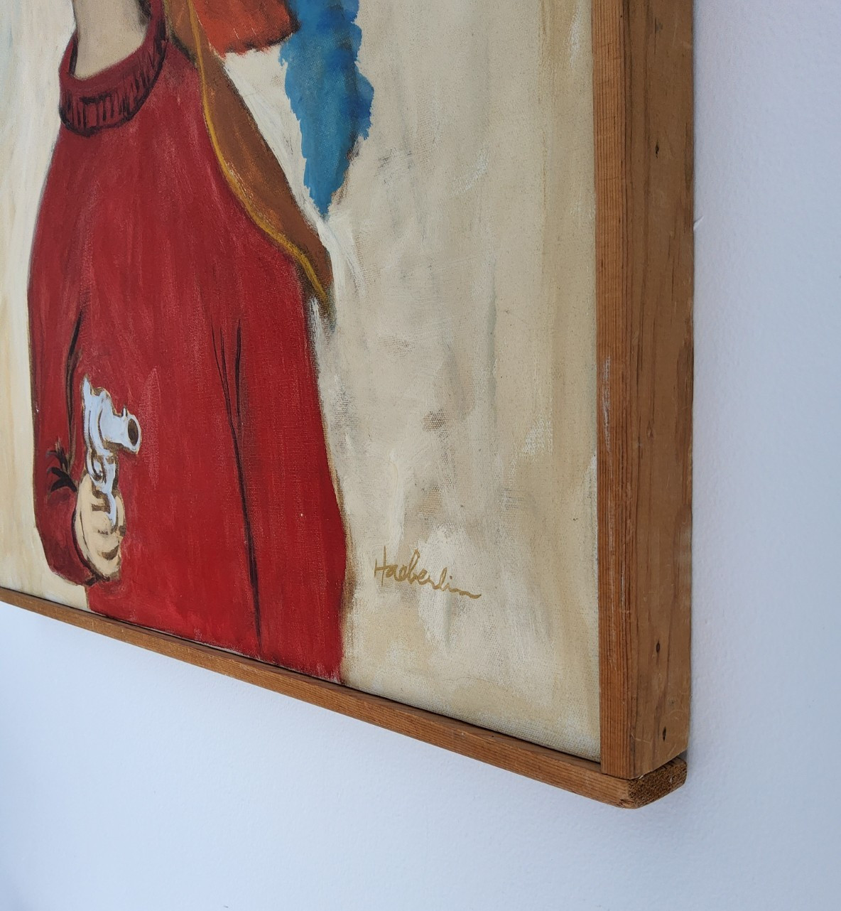 Mid Century Modern Oil Portrait Painting by Woodstock Artist Carolyn Haeberlin