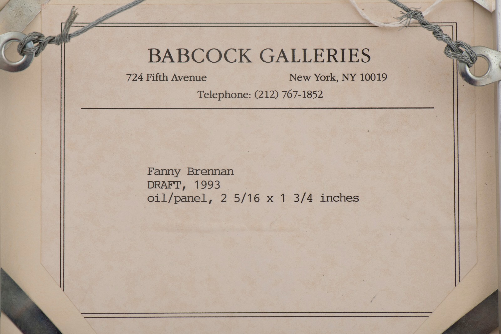 Fanny Brennan, Draft, 1993 oil on panel