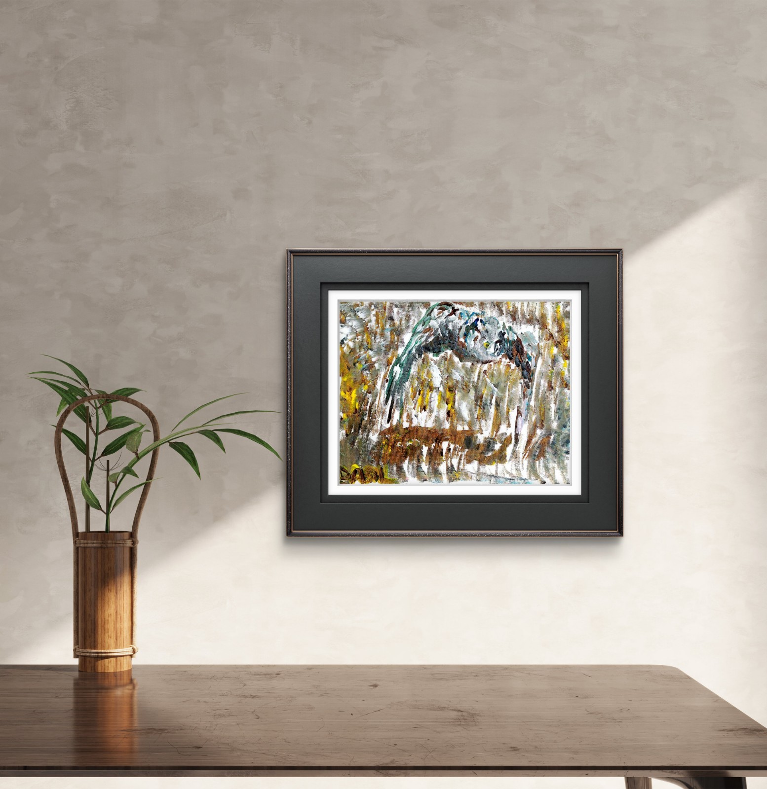 Owl Flight Abstract Expressionist Painting Canvas 11×14