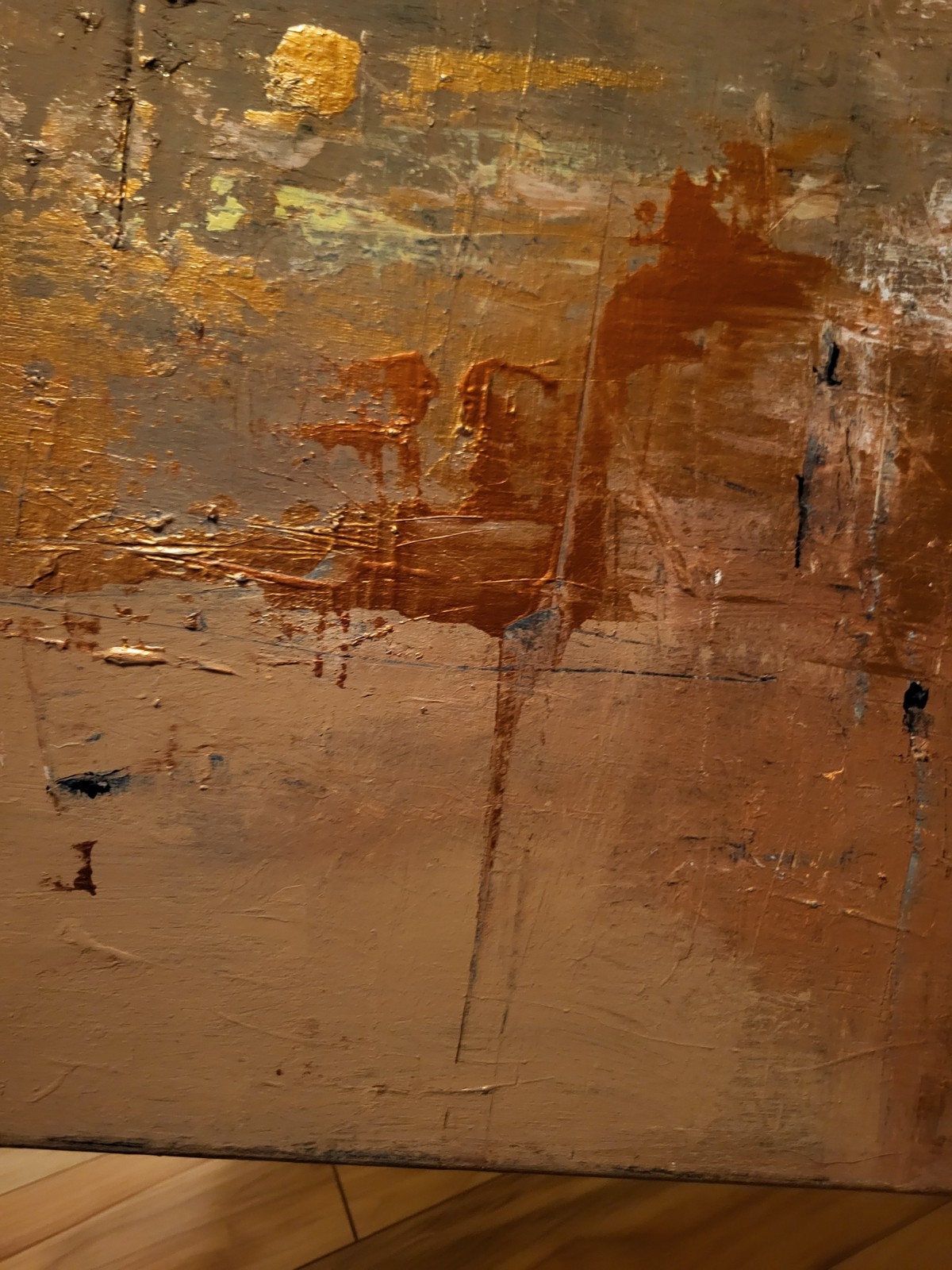 ORIGINAL COFFEE COLORED ABSTRACT ARTWORK Beautiful Outsider Art Painting NEW…